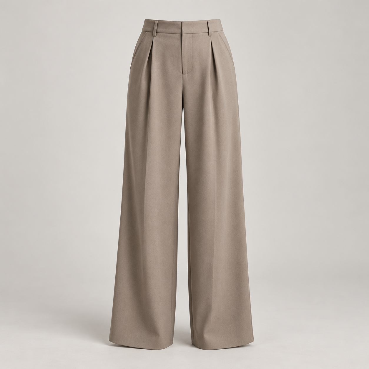 Drape Wide-Leg Trouser in Taupe